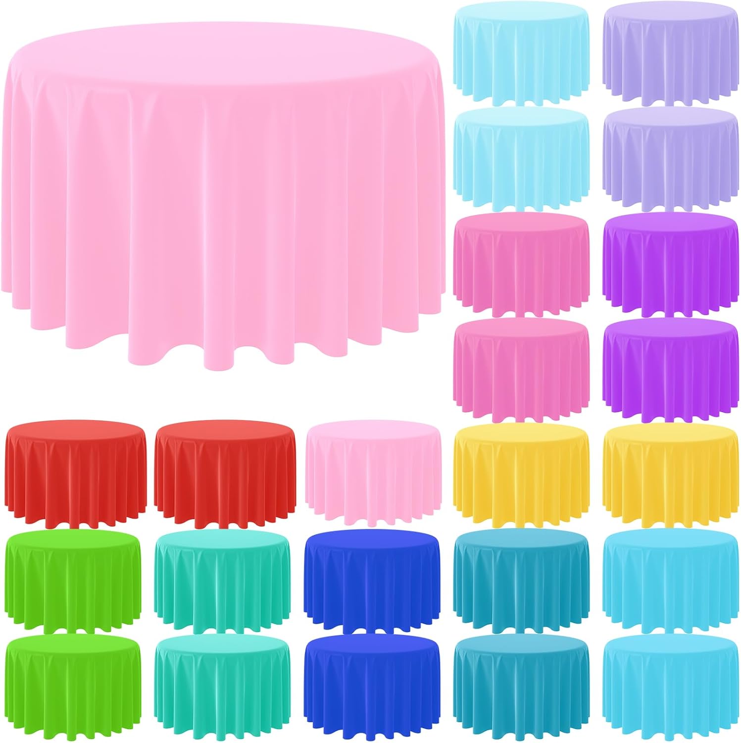 Table Cloth Disposable - Mantel redondo desechable de Color sólido,